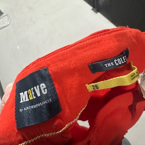 Maeve Anthropologie Colette Cropped Wide-Leg Pants Linen Edition Size 26 Orange - Picture 7 of 8